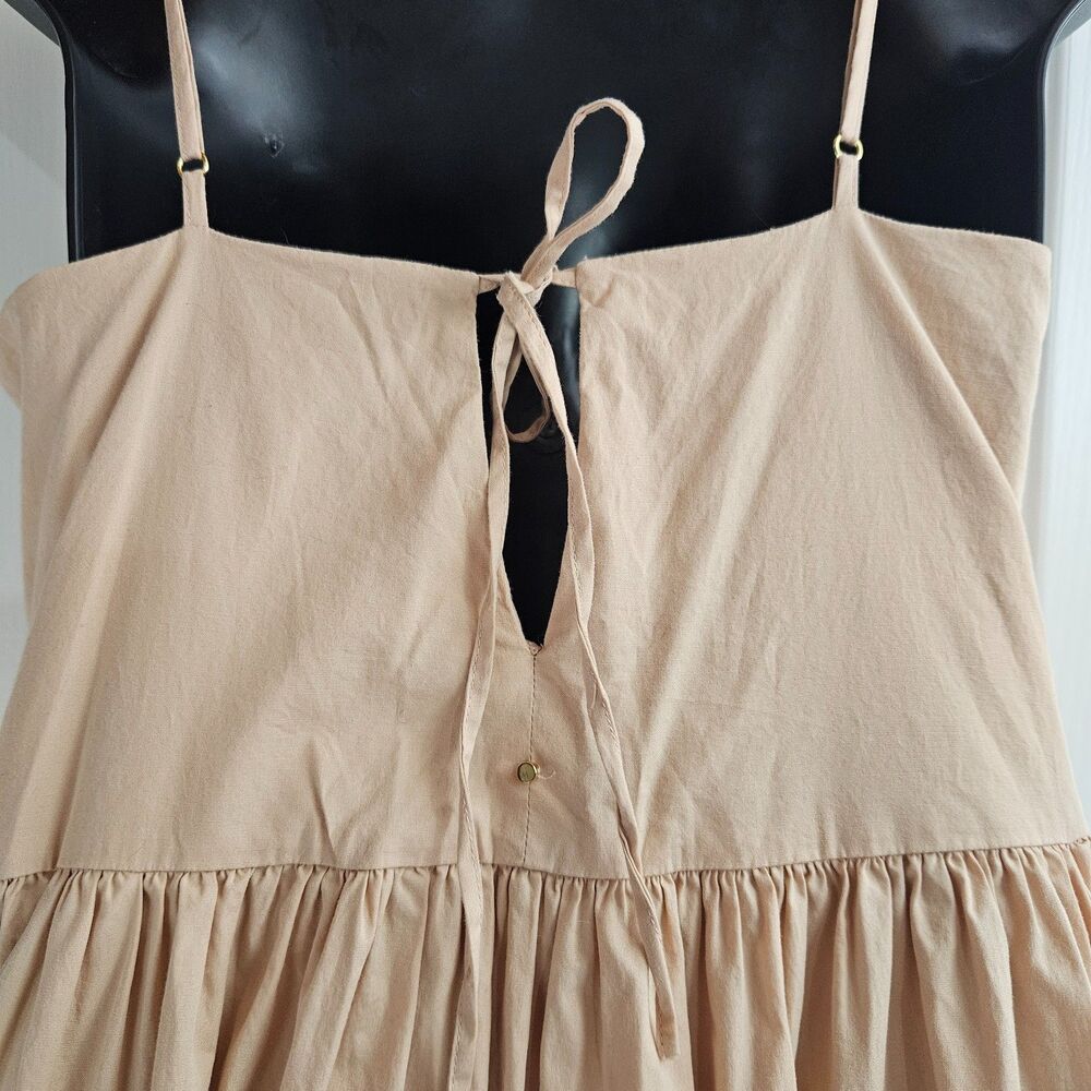 CUYANA Organic Poplin Cotton Asymetrical Boho Minimal Maxi Dress XS Peach - Picture 4 of 10